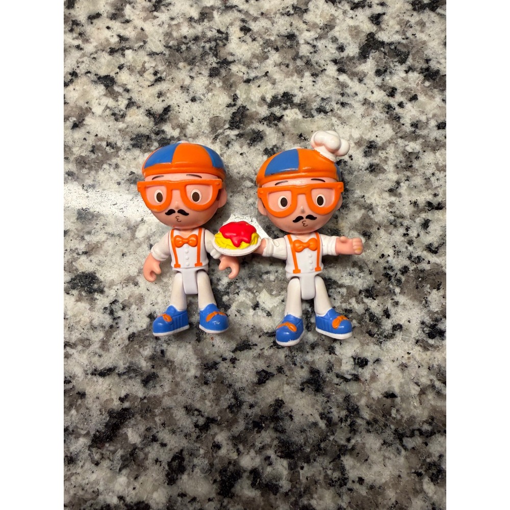 Blippi Jazwares Chef Baker Mini Figures Lot of 2 Toy Collectibles Orange Blue